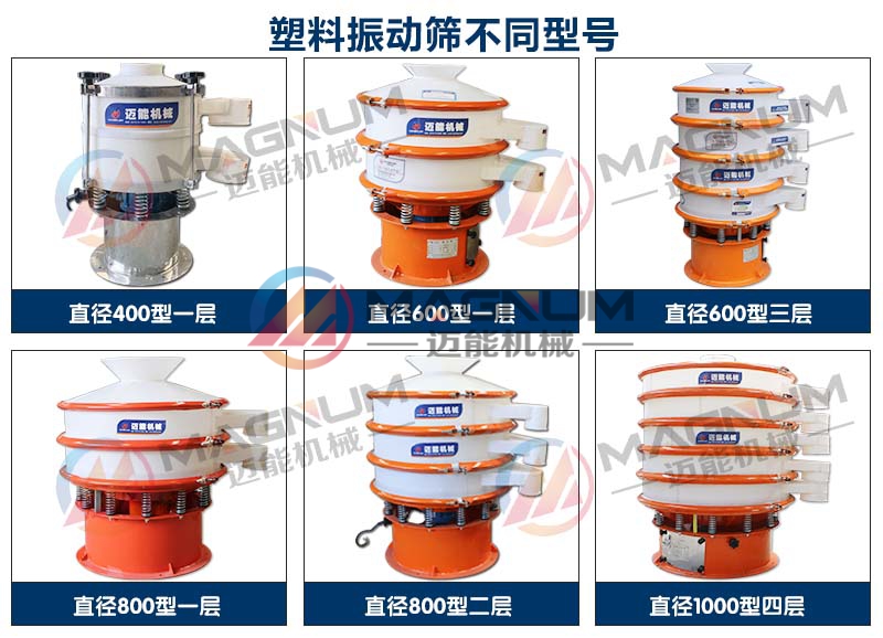 中高鋁瓷球塑料振動(dòng)篩不同型號(hào)展示